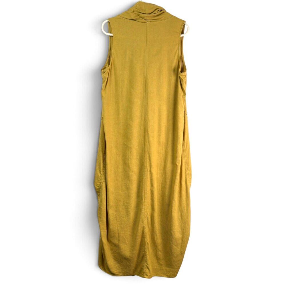 for cynthia linen blend lagenlook cocoon dress cowl neck mustard size large - Picture 3 of 13